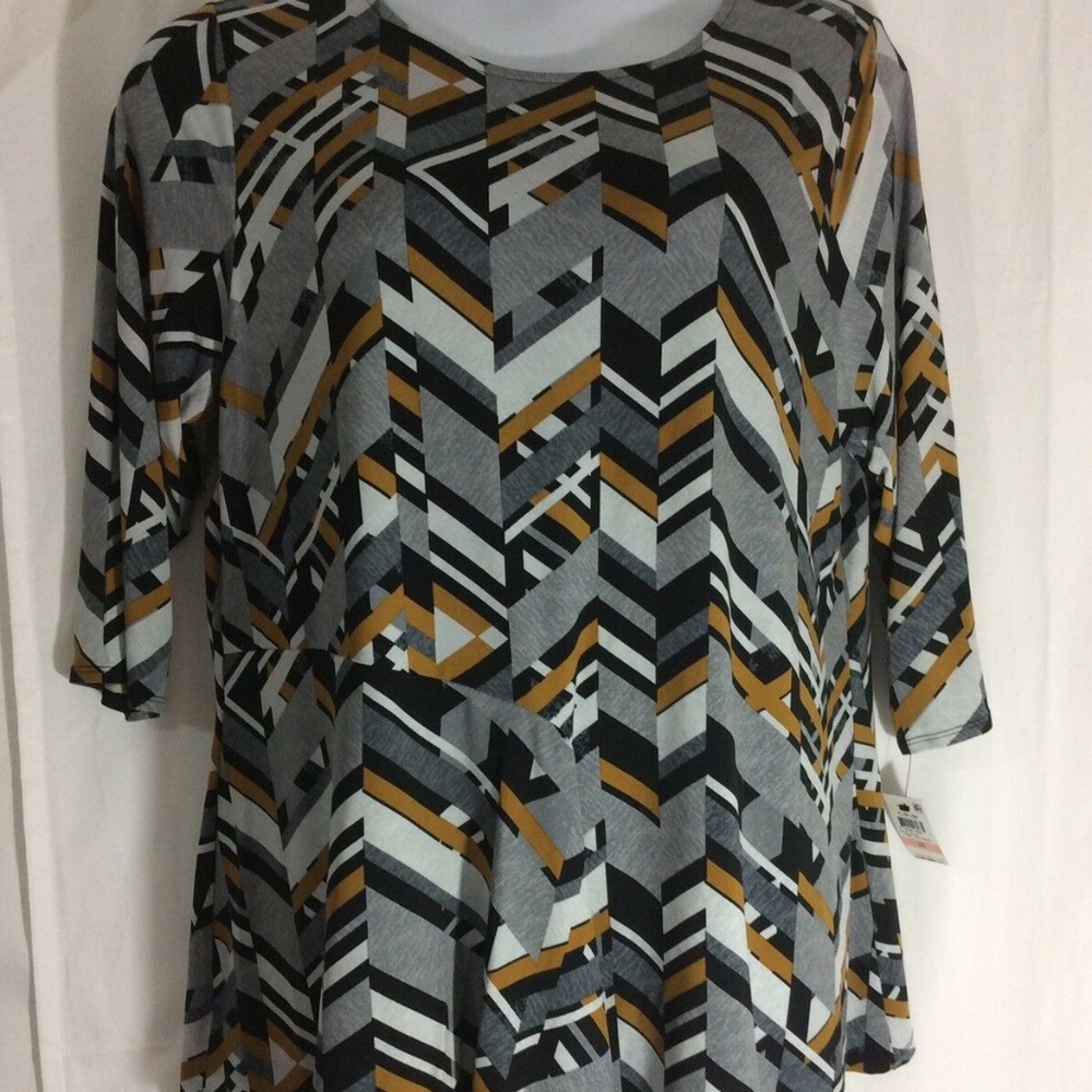 NEW Womens Plus Alfani Sz 2X Black Gray Gold Tunic
